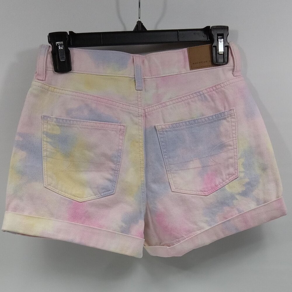 American Eagle Mom Short Pastel Tie Dye Color Denim Size 0 - Picture 3 of 8